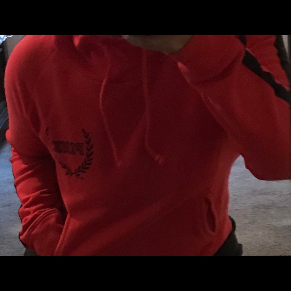Pink game hoodie.